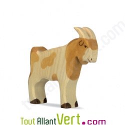 Bouc en bois debout avec 2 petites cornes 9,5 cm