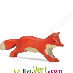 Renard roux en bois qui court 6,5x16 cm