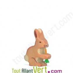 Lapin et sa carotte en bois 7x6 cm