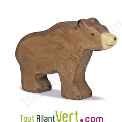 Ours brun en bois debout 10 cm