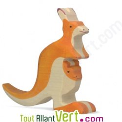 Kangourou et son petit en bois 13 cm