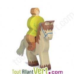 Cheval blanc et son cavalier en bois
