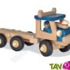 Camion bleu et son chauffeur en bois 21x40 cm