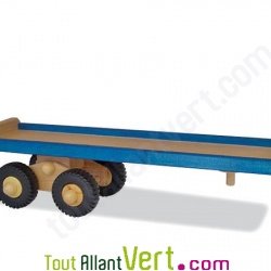 Semi-remorque bleue en bois 10x49 cm