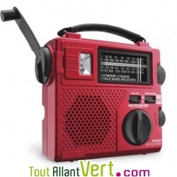 Radio ETON � alimentation propre AM/FM/ondes courtes et lampe de poche FR200 Rouge