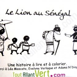 Le lion au s�n�gal : histoire � colorier sur cahier recycl�