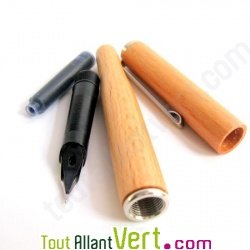 Stylo plume corps bois FSC rechargeable + cartouche