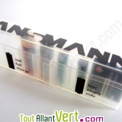 Boitier de rangement pour piles rechargeables et cartes m�moire extra-large