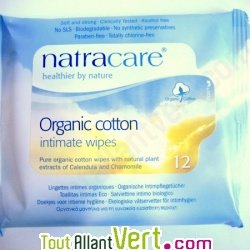 Lingettes intimes feminines en coton biologique, x12