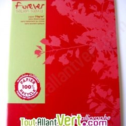 Cahier recycl� petits carreaux 17x22cm 96p Rouge Forever For�ts Vertes