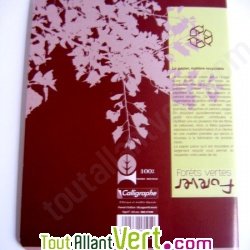Cahier recycl� petits carreaux 17x22cm 96p Marron Forever For�ts Vertes