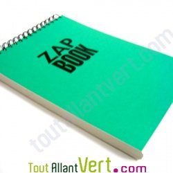Bloc spirale � l\'italienne uni recycl� A4 80g 320 pages Vert s�rie ZapBook