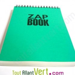 Bloc spirale � l\'italienne uni recycl� A4 80g 320 pages Vert s�rie ZapBook