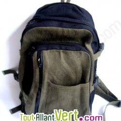 Sac � dos de randonn�e en chanvre bio, 29x36x45cm vert