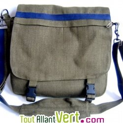 Sac � bandouli�re urbain Besace Deluxe, chanvre bio, 37x30x18cm, vert