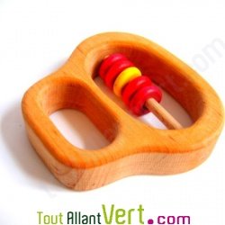 Hochet bois et grigri rouge 8 cm