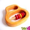 Hochet bois et grigri rouge 8 cm