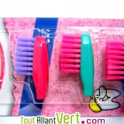 T�tes x 3 pour brosse � dents enfants poils nylon mi-souples
