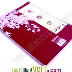 Cahier � spirale recycl� petits carreaux A4 180p Marron Forever For�ts Vertes