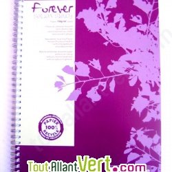 Cahier � spirale recycl� lign� A4 180p Violet Forever For�ts Vertes