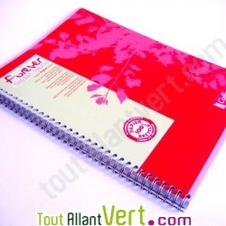 Cahier � spirale recycl� lign� A4 180p Rouge Forever For�ts Vertes