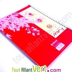 Cahier � spirale recycl� lign� A4 180p Rouge Forever For�ts Vertes