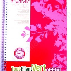 Cahier � spirale recycl� lign� A4 180p Rouge Forever For�ts Vertes