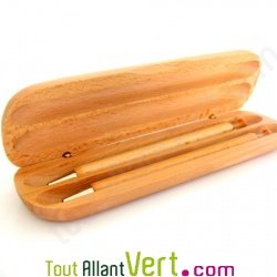 Coffret 1 Stylo et 1 porte-mine r�tractables en bois de h�tre