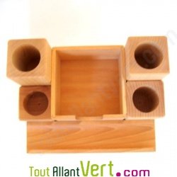 Porte-crayon 5 compartiments en bois non trait� 23x17cm