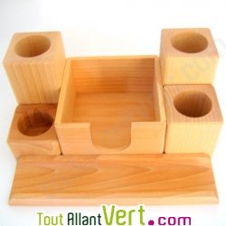 Porte-crayon 5 compartiments en bois non trait� 23x17cm