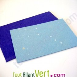 Enveloppes recycl�es rustiques bleues + cartes jaunes x20