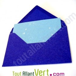Enveloppes recycl�es rustiques bleues + cartes jaunes x20