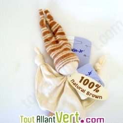 Hochet en coton bio et son anneau en bois