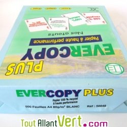 Papier recycl� A4 Blanc Evercopy Plus 80g/m2, ramette de 500 feuilles