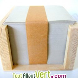 Porte bloc note cube bois et papier recycl�
