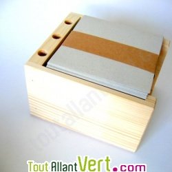 Porte bloc note cube bois et papier recycl�