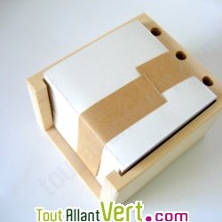 Porte bloc note cube bois et papier recycl�