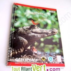 Cahier � spirale A4 recycl� Greenpeace