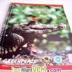 Cahier � spirale A4 recycl� Greenpeace