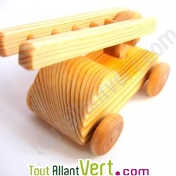 Camion pompier en bois 13x6 cm
