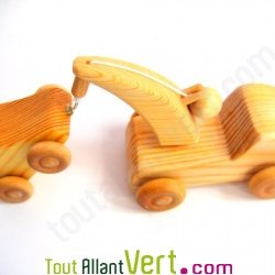 D�panneuse avec voiture en bois 20x6 cm