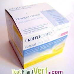 Serviettes hygi�niques naturelles super avec rabat, boite de 12