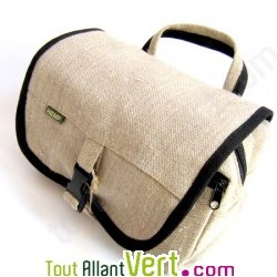 Trousse de toilette, chanvre bio, 23x23x11cm, naturel/noir