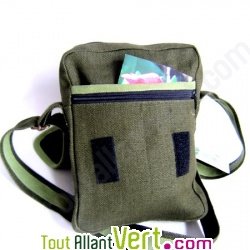 Sac � bandouliere Verona, chanvre bio, 20x28x10cm vert fonce/clair