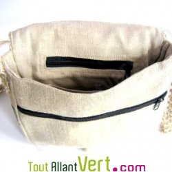 Sac � bandouliere en macram�, chanvre bio, naturel