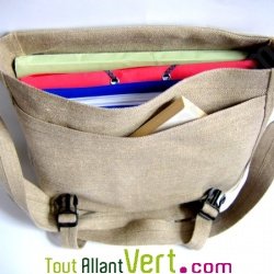 Sac � bandouli�re urbain Besace, chanvre biologique, 35x29x10cm, naturel