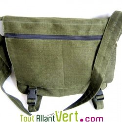 Sac � bandouli�re urbain Besace, chanvre biologique, 35x29x10cm, vert