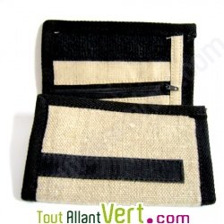 Portefeuille trois volets, chanvre biologique, 9x14cm, naturel