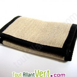 Portefeuille trois volets, chanvre biologique, 9x14cm, naturel