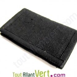Portefeuille trois volets, chanvre biologique, 9x14cm, noir